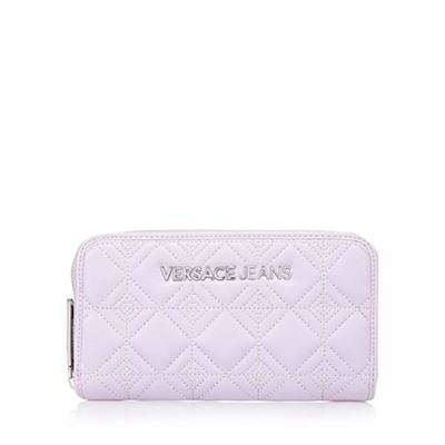 Lilac large quilted zip around purse